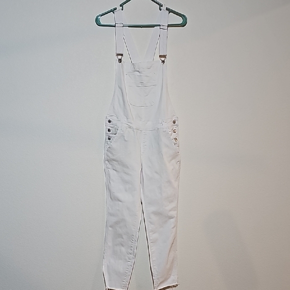 Judy Blue Overalls Coverall Bib Denim Jeans Adjustable Distressed Hem White S - Picture 1 of 16